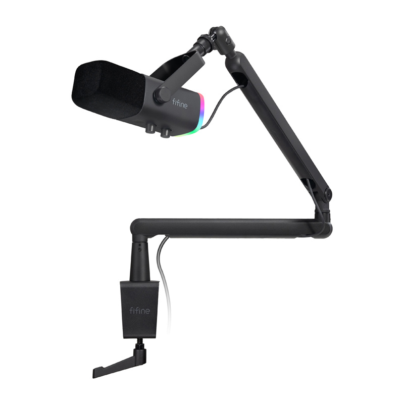 FIFINE AmpliGame TAM8 laidinis mikrofonas su stovu ir RGB apšvietimu USB/XLR