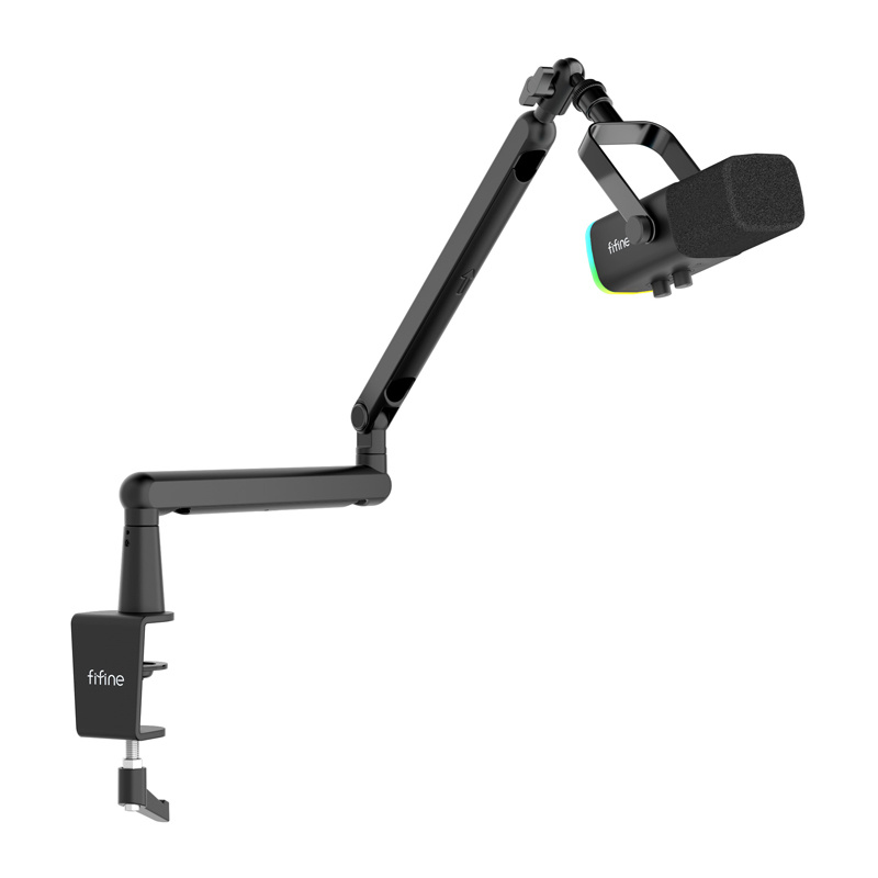 FIFINE AmpliGame TAM8 laidinis mikrofonas su stovu ir RGB apšvietimu USB/XLR