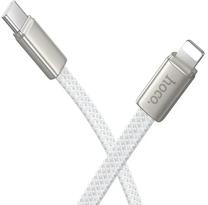 Flat Cable USB C to Lightning Hoco PD 30W 1 m X125 baltas