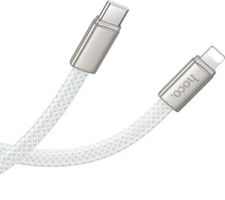 Flat Cable USB C to Lightning Hoco PD 30W 1 m X125 baltas