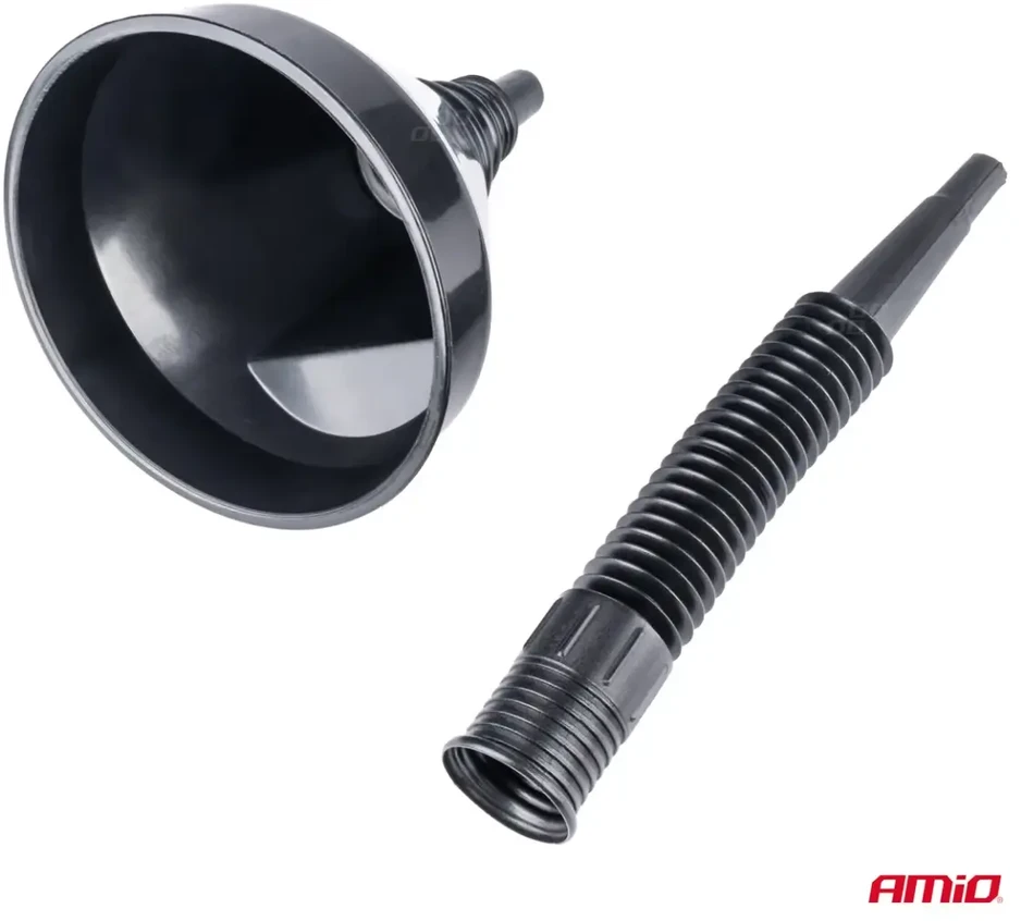 Lankstus juodas piltuvėlis su filtru kurui, skysčiui, vandeniui, 13,5 cm amio-04036