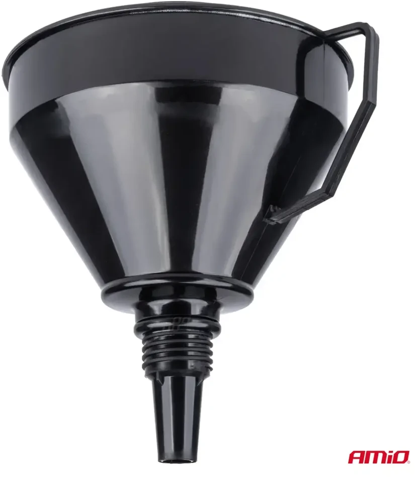 Lankstus juodas piltuvėlis su filtru kurui, skysčiui, vandeniui, 16 cm amio-04038