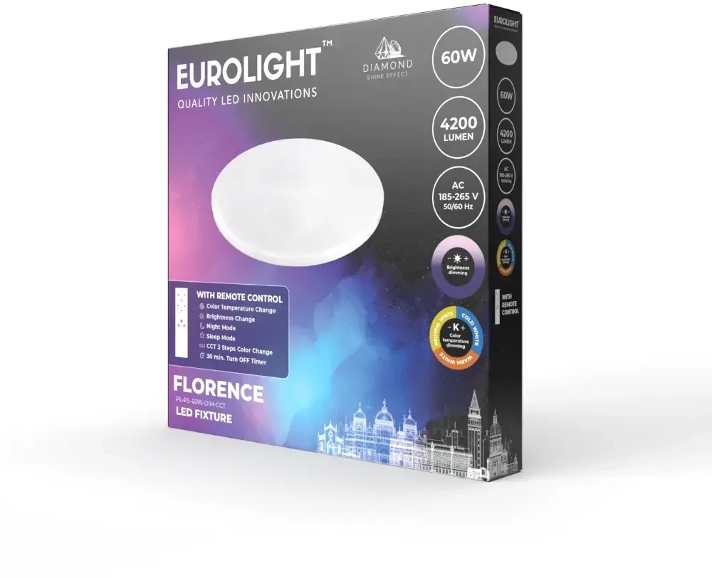 FLORENCE LED šviestuvas valdomas pulteliu 60W, IP20, 3900lm Eurolight