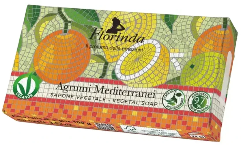 La Dispensa Florinda Mosaico muilas augalinis, rankų darbo, parfumuotas, Viduržemio jūros citrusinių vaisių aromato, 100 g