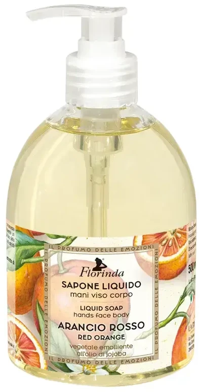 Florinda Raudona Oranžinis Citrus Cleansing & Refreshing Liquid Soap Hands Face & Body, 500 ml