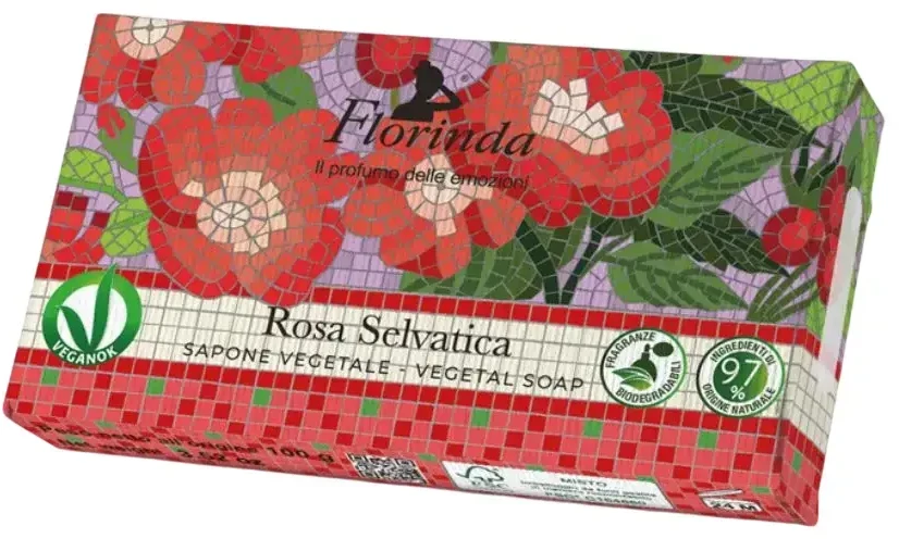 Florinda Rosa Selvatica Cleansing & Softening Scented Soap Bar Body, 100 g