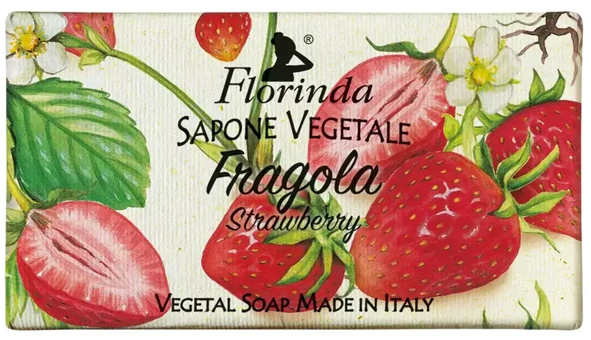Florinda Braškė veganiškas drėkinamasis kvapusis tualetinis muilas, 100 g