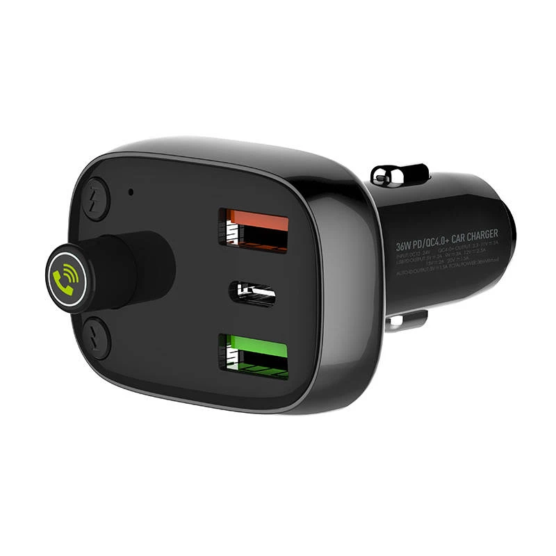 FM siųstuvas LDNIO C704Q su Bluetooth, 2x USB + USB-C, Micro SD / TF (juodas)
