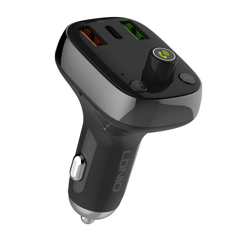 FM siųstuvas LDNIO C704Q su Bluetooth, 2x USB + USB-C, Micro SD / TF (juodas)