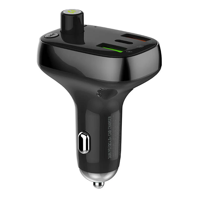 FM siųstuvas LDNIO C704Q su Bluetooth, 2x USB + USB-C, Micro SD / TF (juodas)