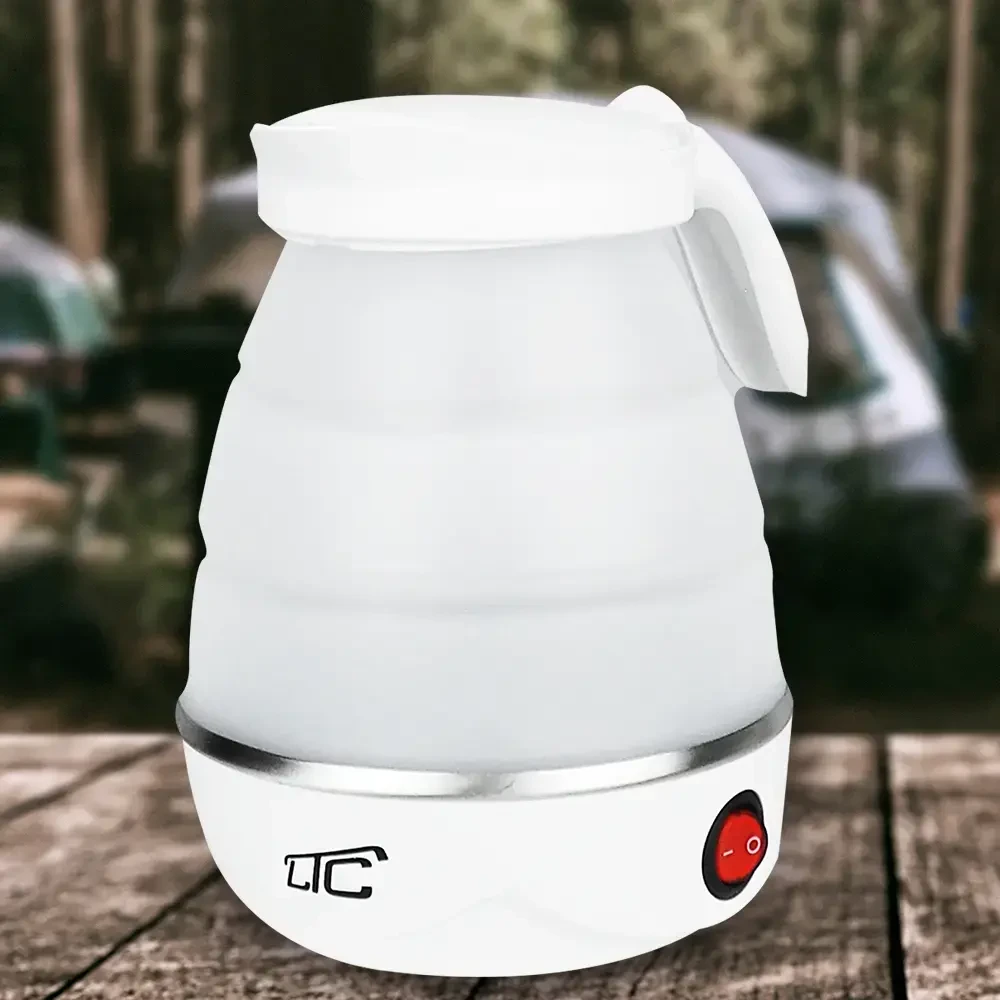 Sulankstomas silikoninis mini turistinis virdulys baltas 220-240V/50Hz 0,6L LTC