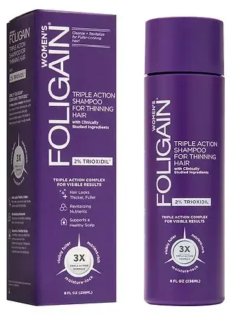 Foligain Šampūnas nuo plaukų slinkimo "Triple Action" (šampūnas moterims) 236 ml