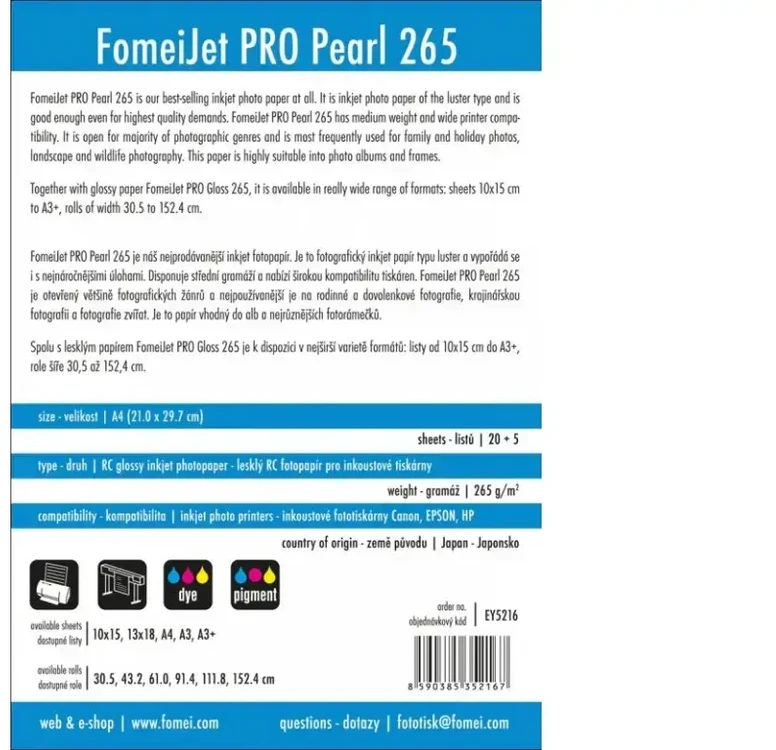 Fomei PRO Pearl A4 / 20+5 pages 265g/m2 (EY5216)
