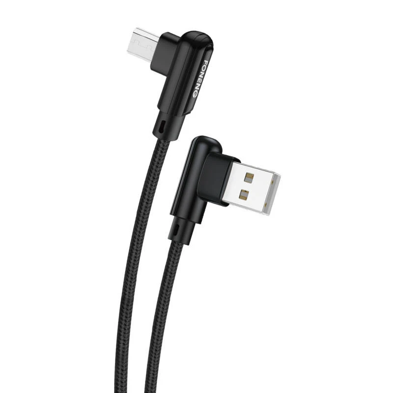 Foneng X70 kampinis USB į mikro USB laidas, 3A, 1m (juodas)