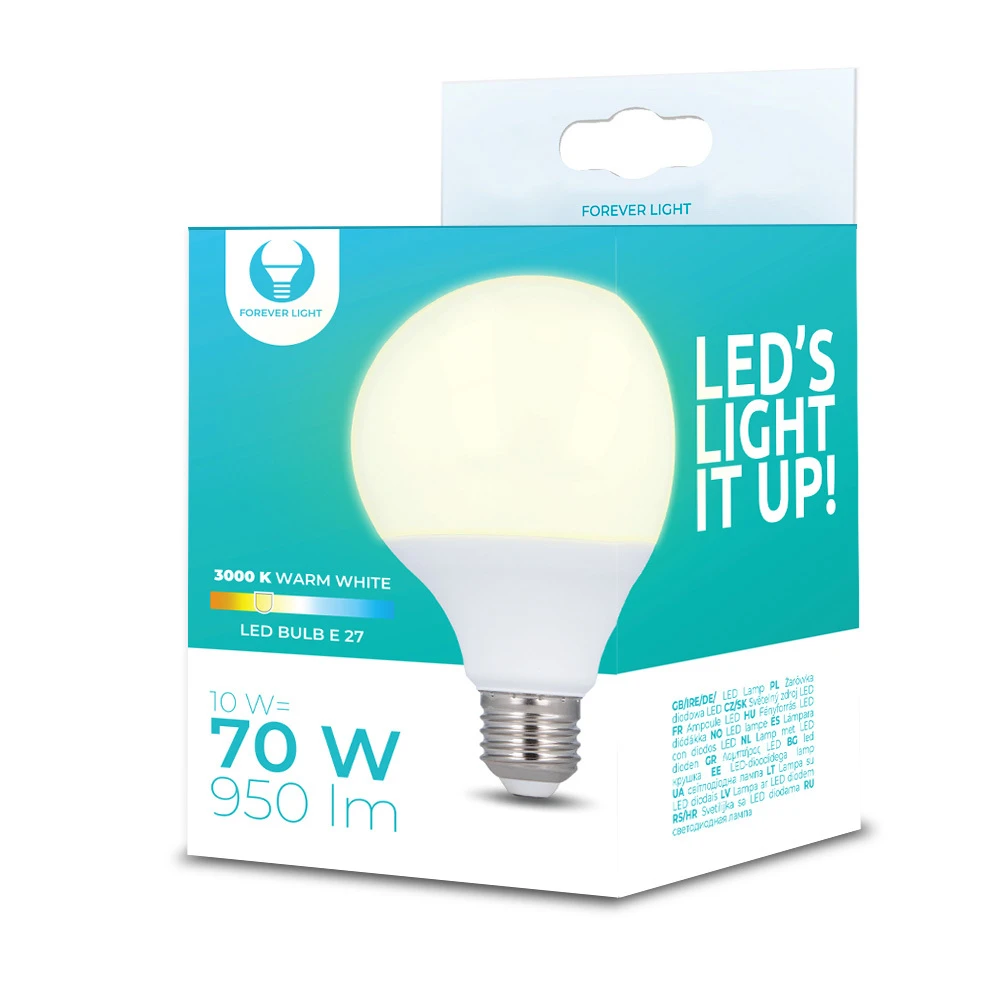TelForceone LED lemputė E27 G95 10W 230V 3000K 950lm Forever Light