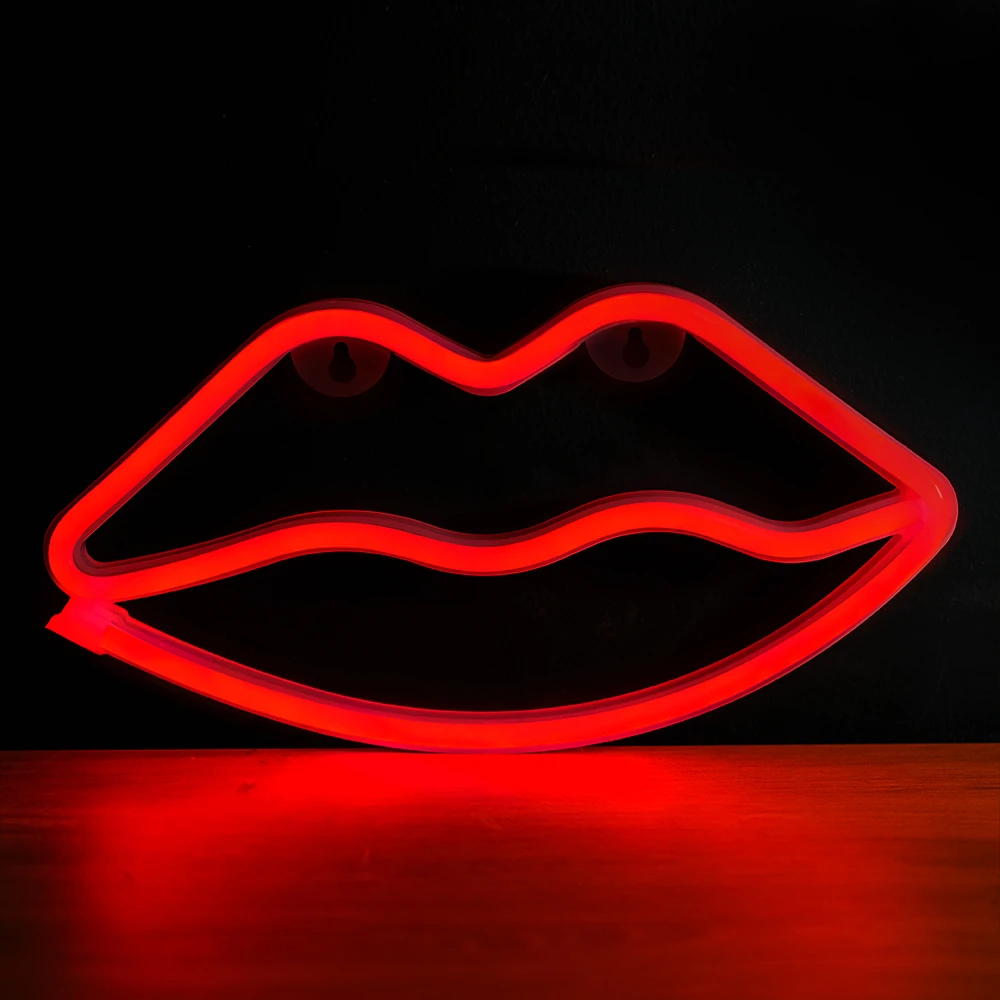 Neoninis LED šviestuvas Lūpos raudona Bat + USB FLNE08 Forever Light
