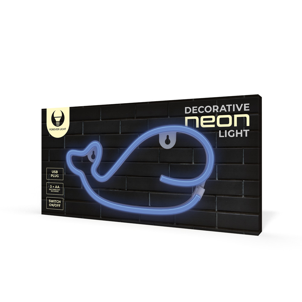 TelForceone Neoninis LED šviestuvas Banginis mėlyna Bat + USB FLNE19 Forever Light