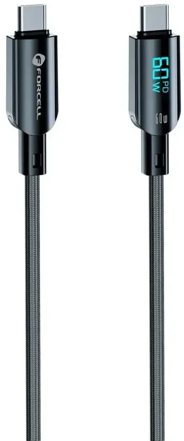 USB C į USB C laidas Forcell F-Energy QC4.0 PD 3A 60W skaitmeninis 1,2 m C274 juodas