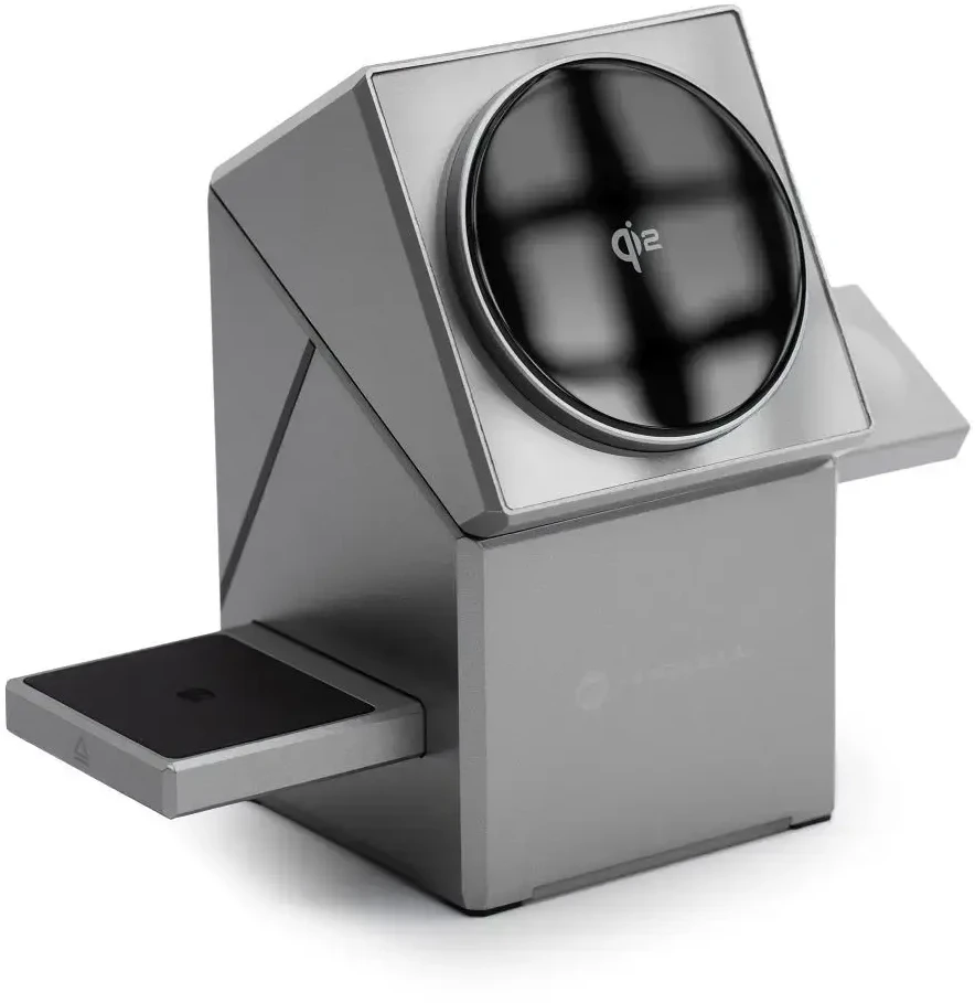 Belaidis įkroviklis Forcell F-Energy 3in1 Rotation Cube Qi2, suderinamas su MagSafe (F-06), sidabrinis
