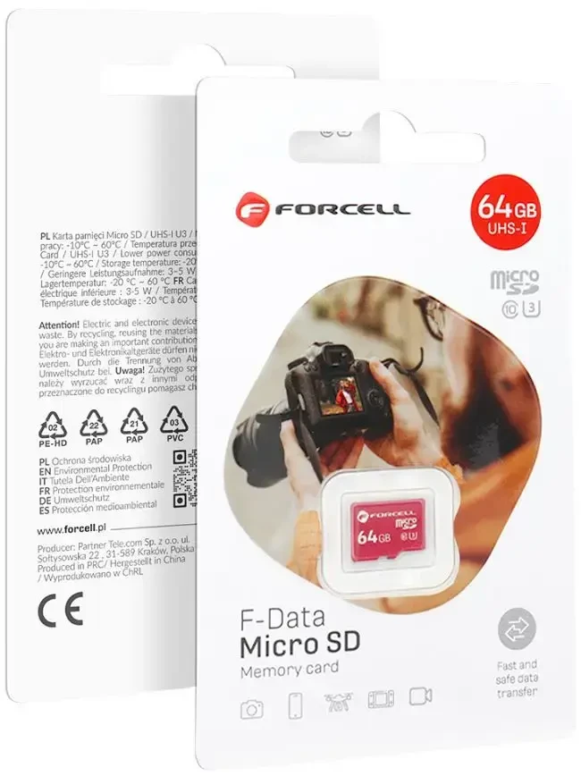 FORCELL F-DATA atminties kortelė 64GB UHS-I U3 10 klasė