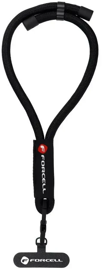 FORCELL F-DESIGN R10X40 riešo telefono virvelė su reguliuojamu ilgiu (maks. 20 cm kilpoje) juoda