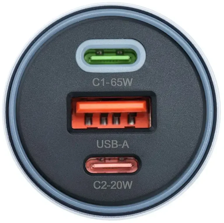 Automobilinis įkroviklis Forcell F-Energy Alu 2 x USB C + USB A QC4.0 PD SFC2.0 3A 85W pilka