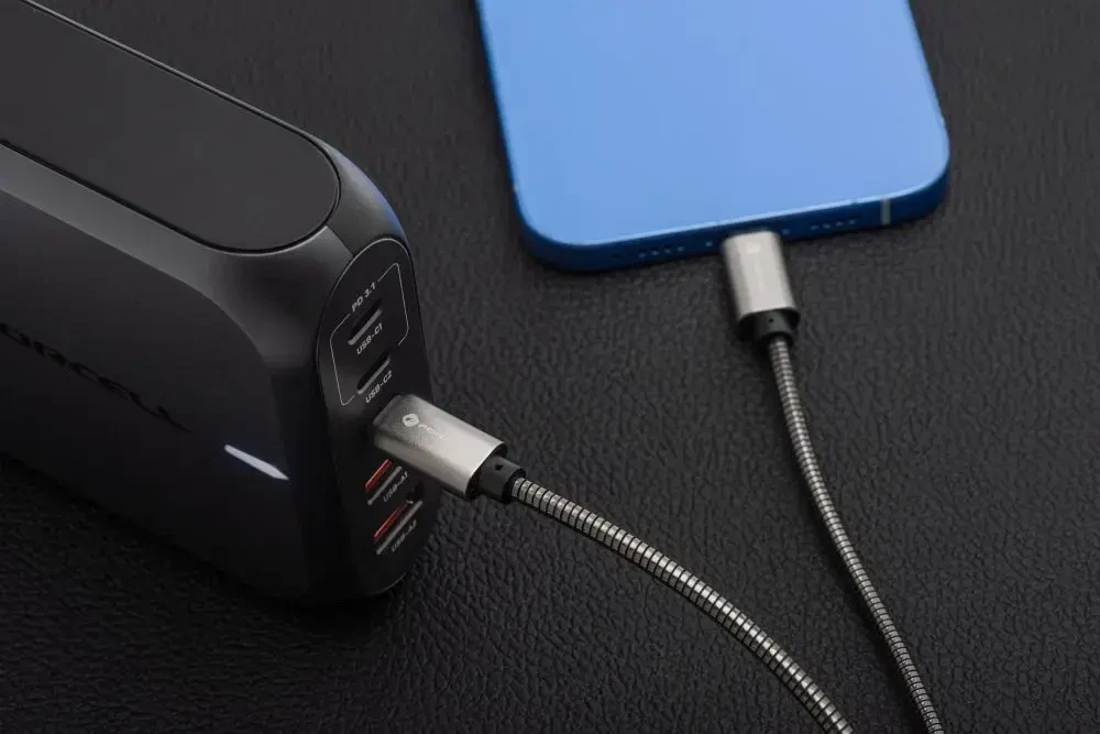 USB C - Lightning laidas Forcell F-Energy PD 3A 27W metalinis 1 m C238 sidabrinis