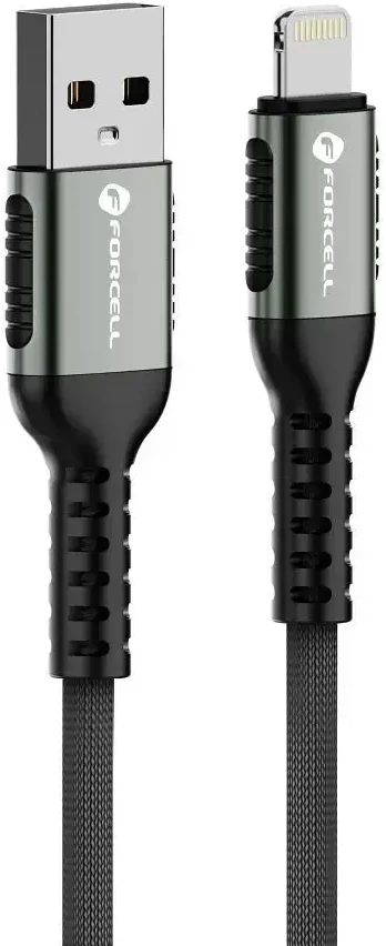 USB A tipo laidas su „Lightning“ jungtimi Forcell F-Energy 2,4A 12W Cafule 0,5 m, C257, juodas