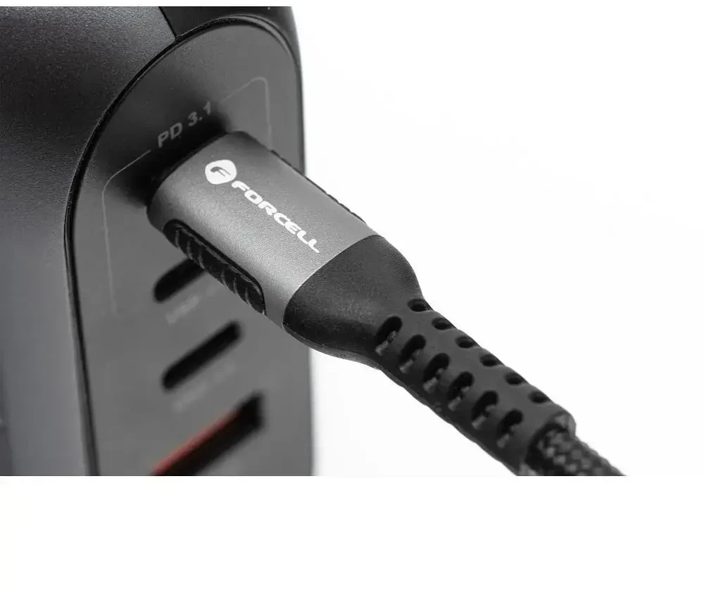 USB C į USB C laidas Forcell F-Energy QC4.0 PD 5A 100W Cafule 0,25 m C260 juodas