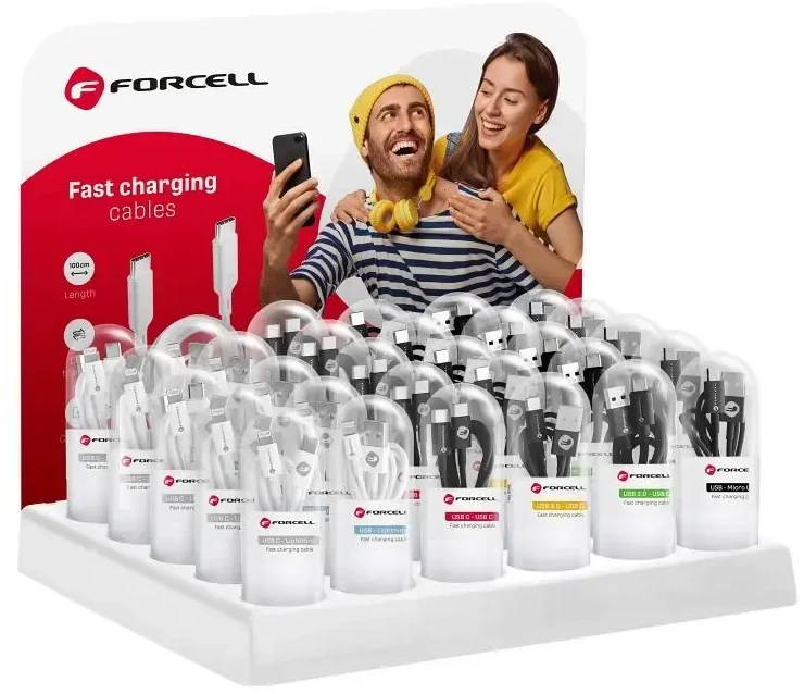 USB A tipo į „Lightning“ tipo laidas „Forcell F-Energy“ 1A vamzdelis, 1 m, C316, baltas