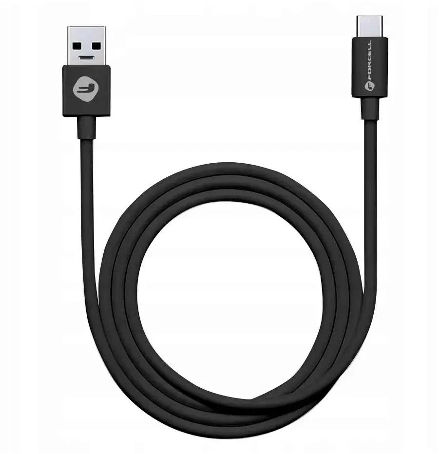 USB kabelis Forcell TUBE (C319) type-C (2.1A) 1m juodas
