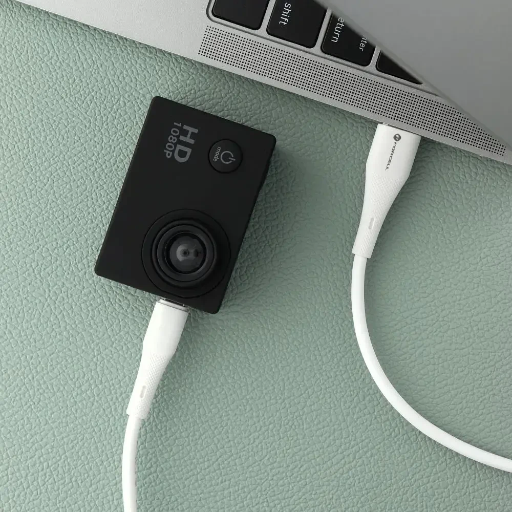 USB A į Micro USB laidas Forcell F-Energy QC3.0 2,4A 18W silikoninis 1 m C341 baltas