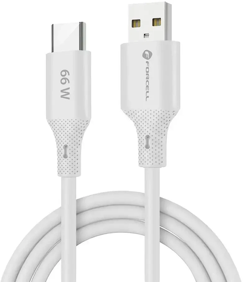 USB A į USB C laidas Forcell F-Energy QC4.0 3A 66W silikoninis 1 m C342 baltas