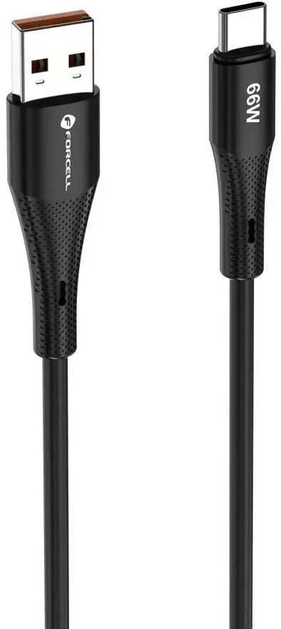 USB A į USB C laidas Forcell F-Energy QC4.0 3A 66W silikoninis 1 m C342 juodas