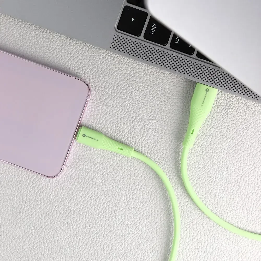 USB A į USB C laidas Forcell F-Energy QC4.0 3A 66W silikoninis 1 m C342 žalias