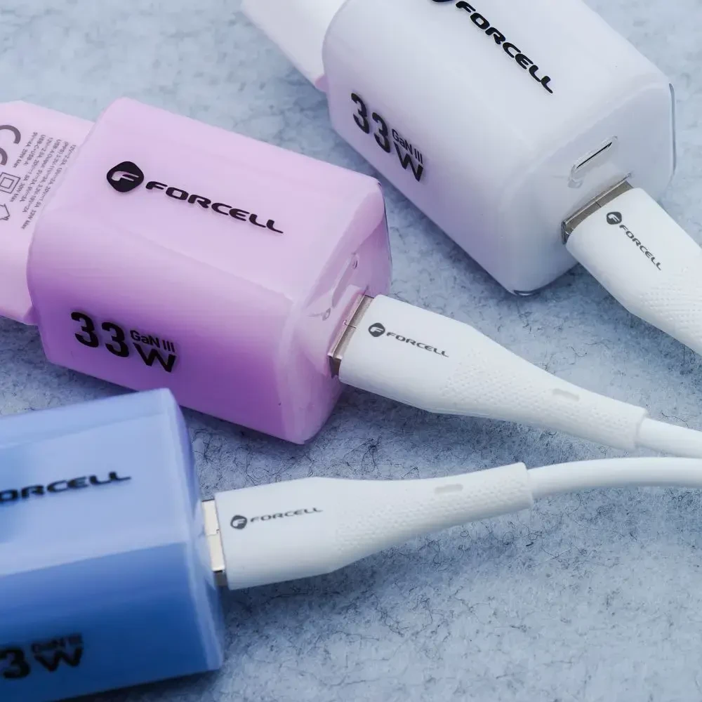 USB C į USB C laidas Forcell F-Energy QC4.0 PD 3A 60W silikoninis 1 m C344 baltas