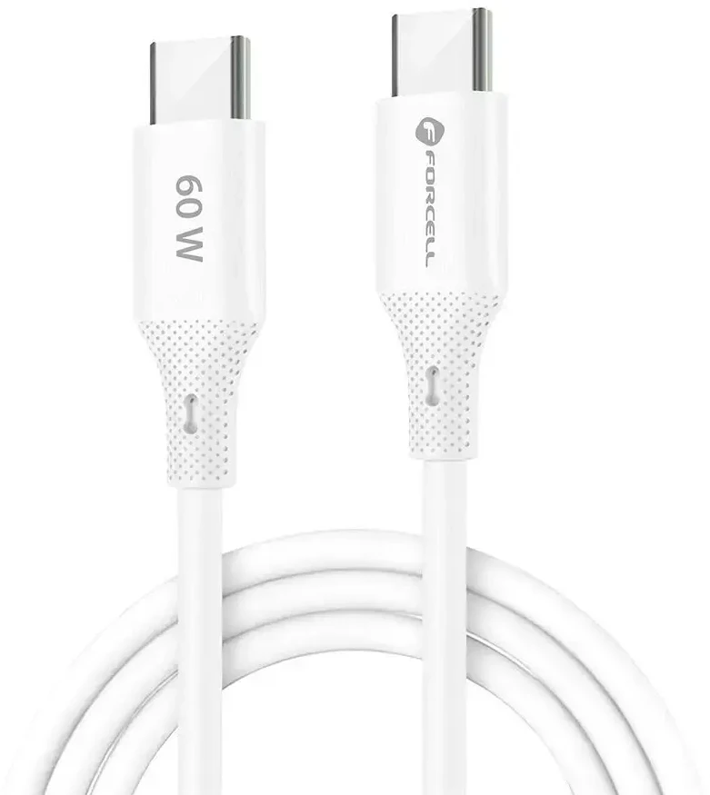 USB C į USB C laidas Forcell F-Energy QC4.0 PD 3A 60W silikoninis 1 m C344 baltas
