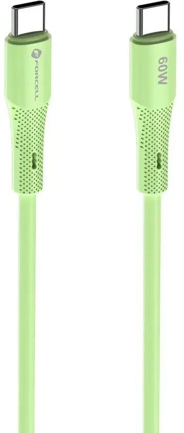USB C laidas į USB C jungtį Forcell F-Energy QC4.0 PD 3A 60W silikoninis 1 m C344 žalias