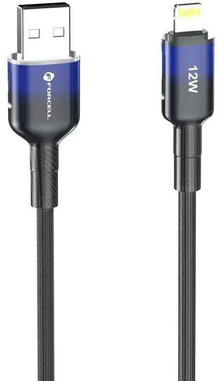 USB A tipo laidas su „Lightning“ jungtimi Forcell F-Energy 2,4A 12W gradientinis 1 m, C353, juodas