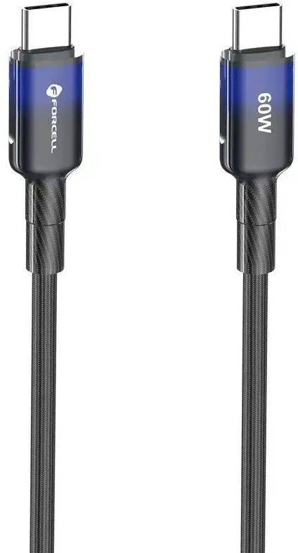 USB C į USB C laidas Forcell F-Energy QC4.0 PD 3A 60W gradientas 1 m C354 juodas