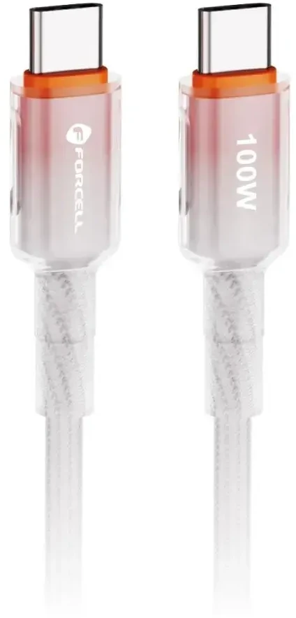 USB C į USB C laidas Forcell F-Energy QC4.0 PD 5A 100W gradientas 1 m C357 baltas