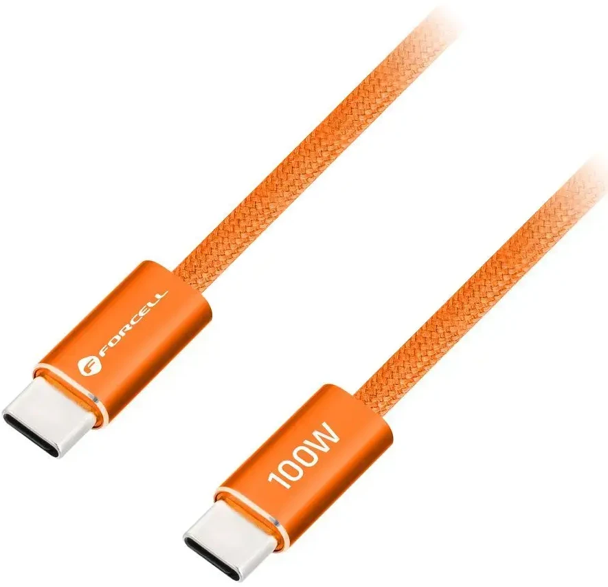 USB C į USB C laidas Forcell F-Energy QC4.0 PD 5A 100W Cafule Flat 1,2 m CCFN23 oranžinis