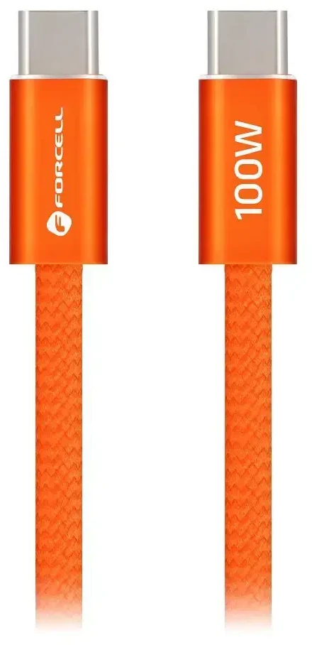USB C į USB C laidas Forcell F-Energy QC4.0 PD 5A 100W Cafule Flat 1,2 m CCFN23 oranžinis