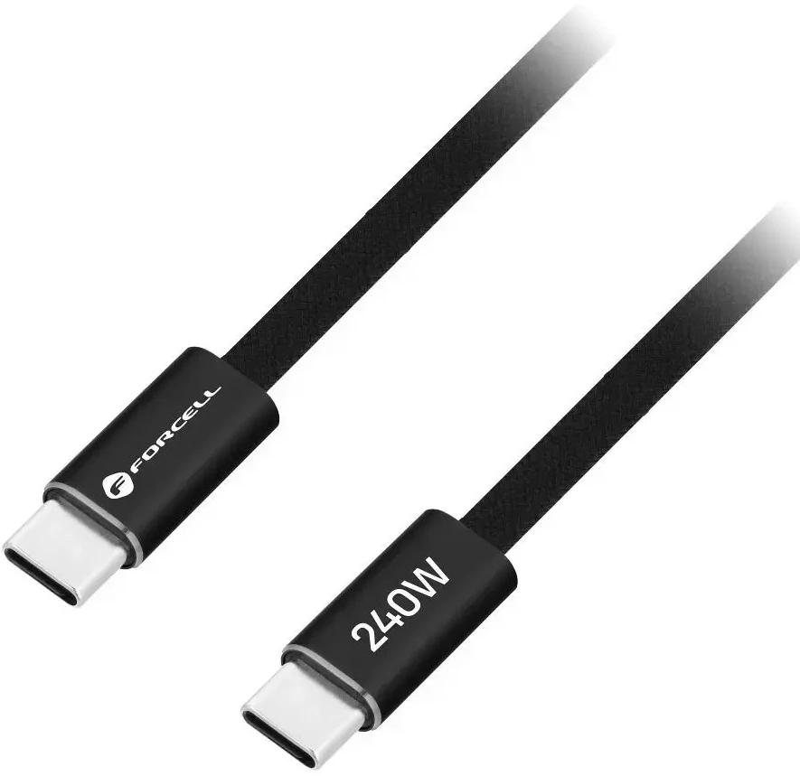 USB C į USB C laidas Forcell F-Energy QC4.0 PD 5A 240W Cafule Flat 1,2 m CCFN23 juodas