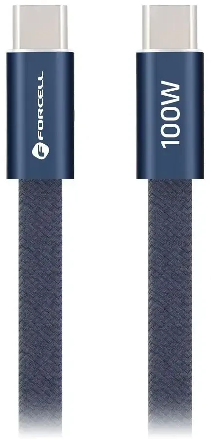 USB C į USB C laidas Forcell F-Energy QC4.0 PD 5A 100W Cafule Flat 1,2 m CCFN23 tamsi mėlynas