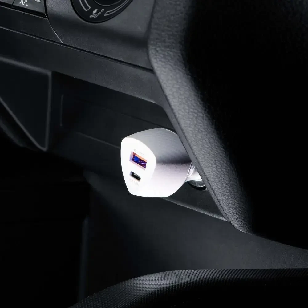 Įkroviklis automobilinis Forcell (CC50-1A1C) (1xUSB-C; 1xUSB; 5A 38W) baltas