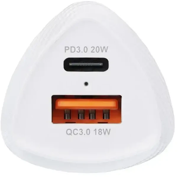 Įkroviklis automobilinis Forcell (CC50-1A1C) (1xUSB-C; 1xUSB; 5A 38W) baltas