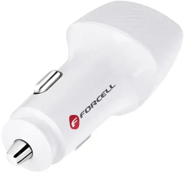 Įkroviklis automobilinis Forcell (CC50-1A1C) (1xUSB-C; 1xUSB; 5A 38W) baltas