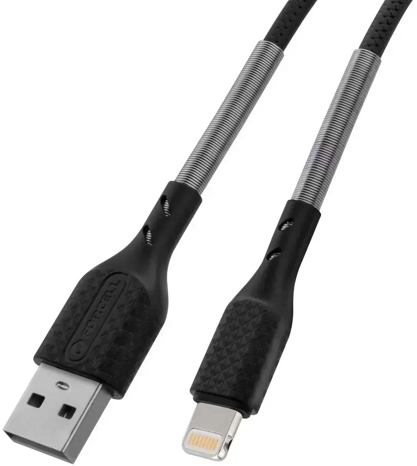 USB A tipo į „Lightning“ tipo laidas „Forcell F-Energy“ 2,4A 12W, anglies pluošto, 1 m, CB-01A, juodas
