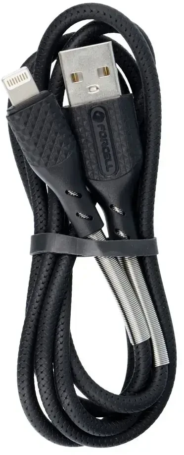 USB A tipo į „Lightning“ tipo laidas „Forcell F-Energy“ 2,4A 12W, anglies pluošto, 1 m, CB-01A, juodas